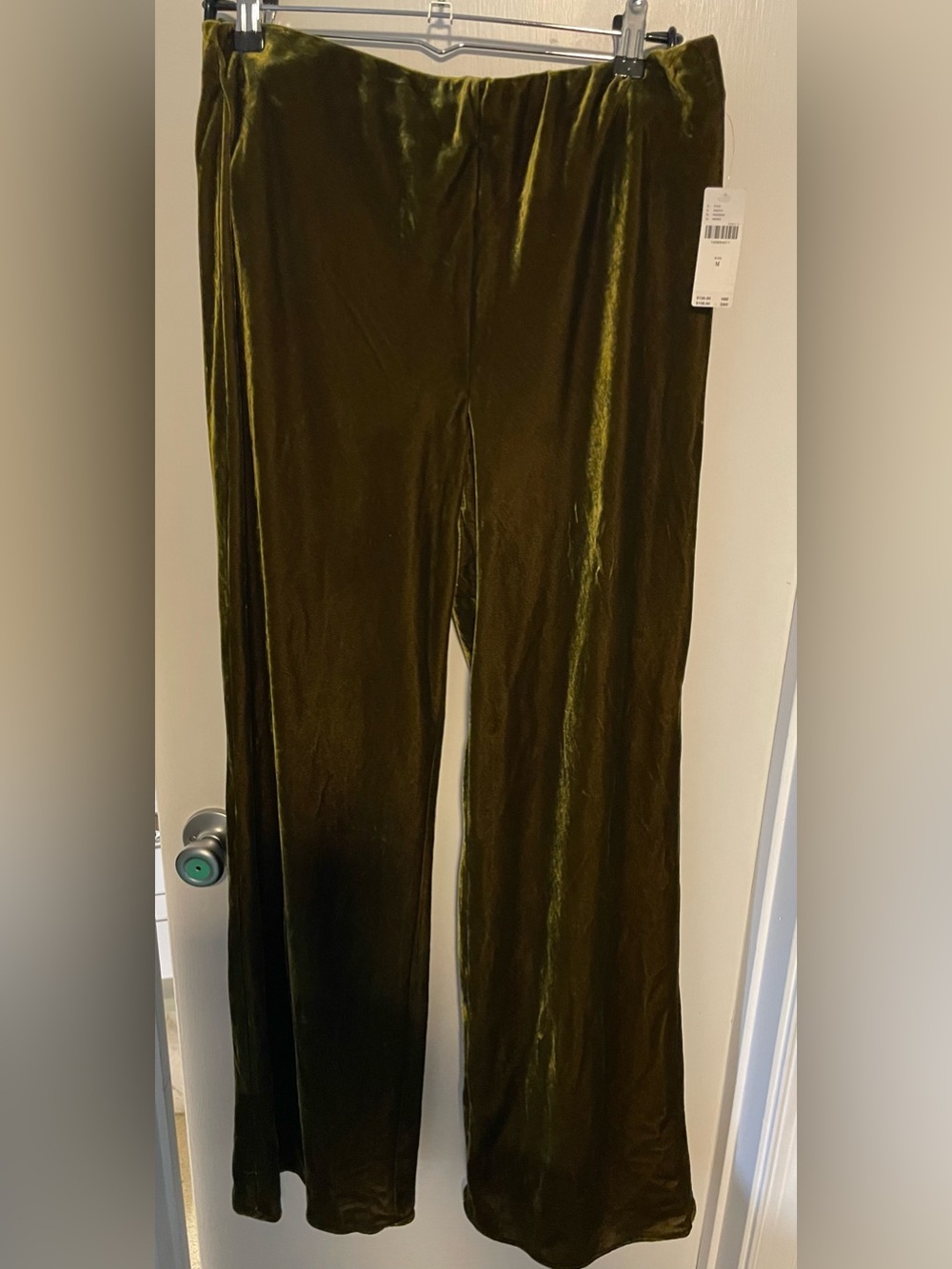 Anthropologie Velvet Olive High Rise Wide-Leg Pants